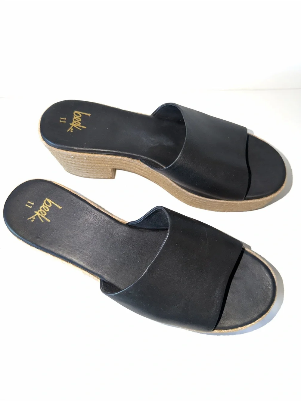 Anthropologie Beek Prinia Jute Black Platform Sandals Sz 11 Summer Slip-on